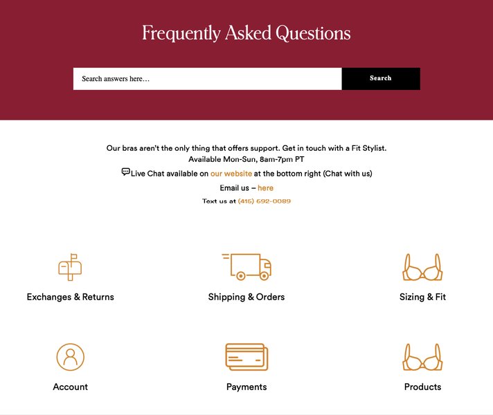 Example of a well-designed FAQ page