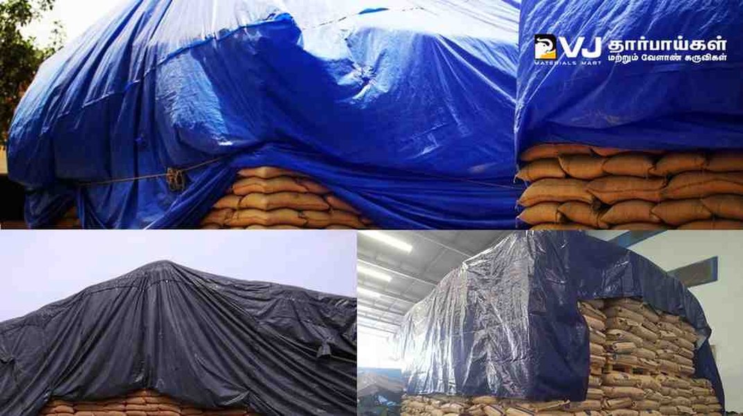 Close-up of durable stockpile tarpaulin material