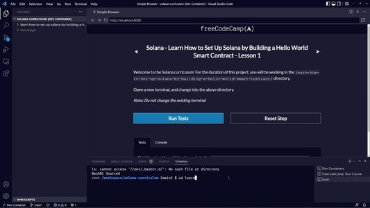 solana blockchain terminal code