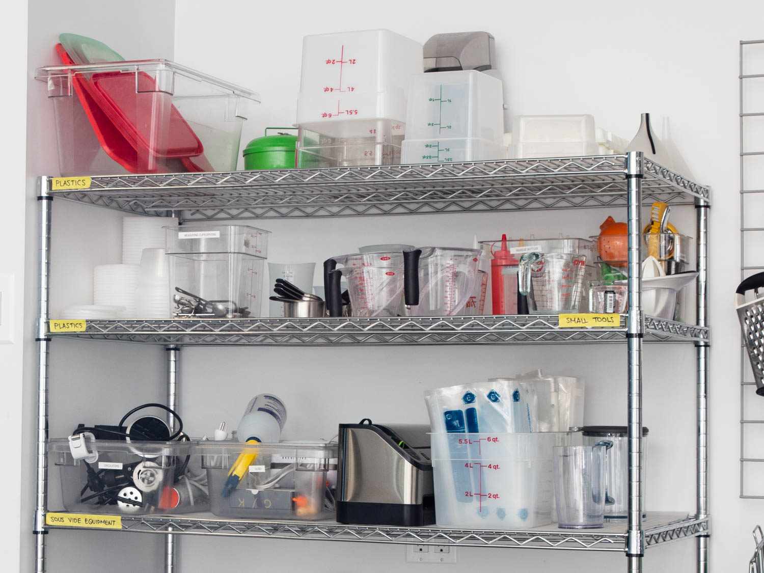 kitchen supplies and inventory on shelves