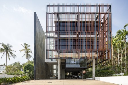 office teamwork building facade