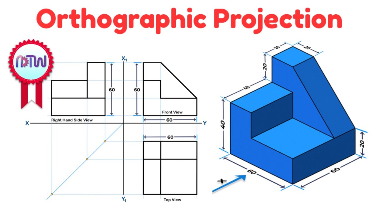 engineering drafting orthographic projection blueprint
