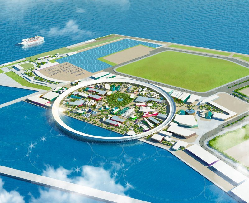 osaka bay artificial island modern expo