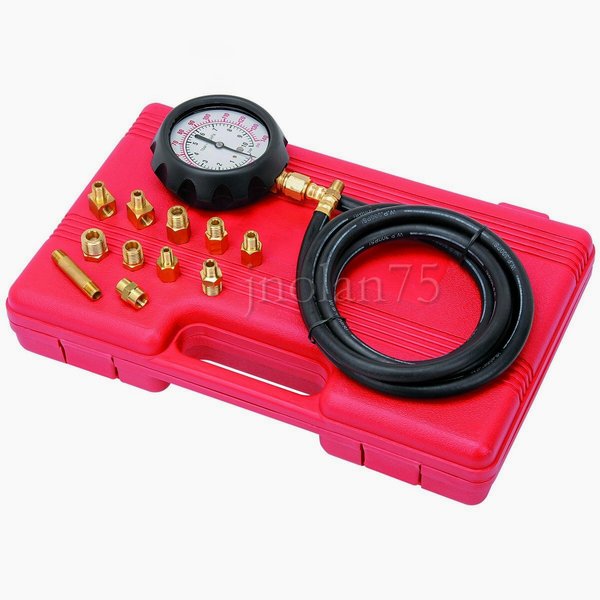 A mechanical oil pressure gauge kit, essential for accurately diagnosing true oil pressure.