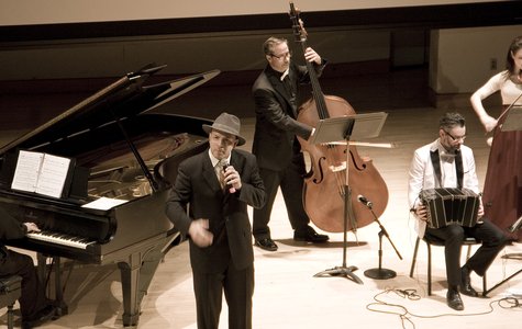musician playing in vibrant tango setting