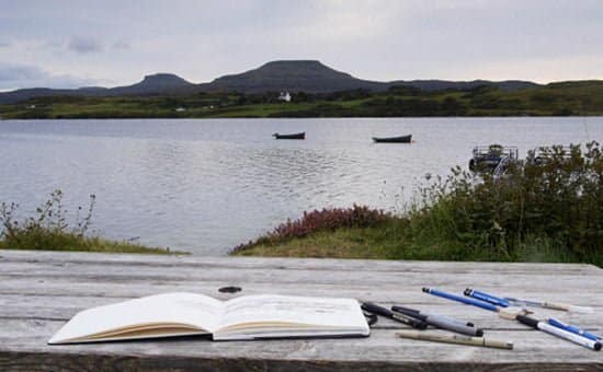 scenery of books and pen
