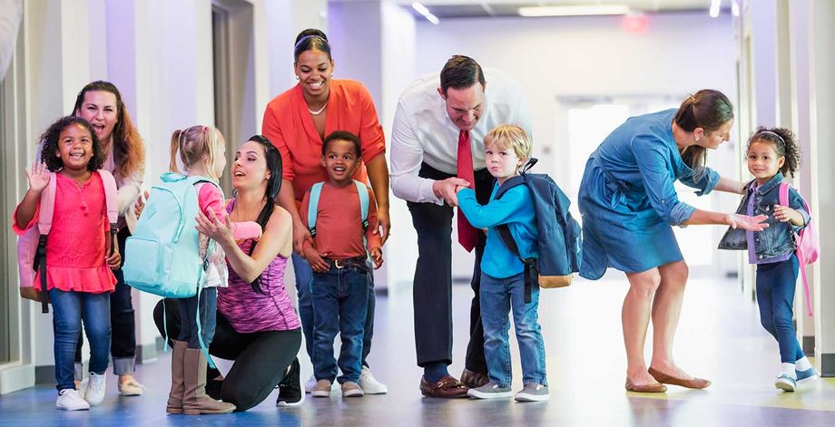 parents with children at school event
