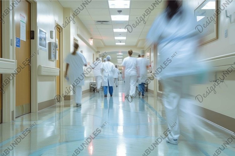 hospital corridor with medical staff