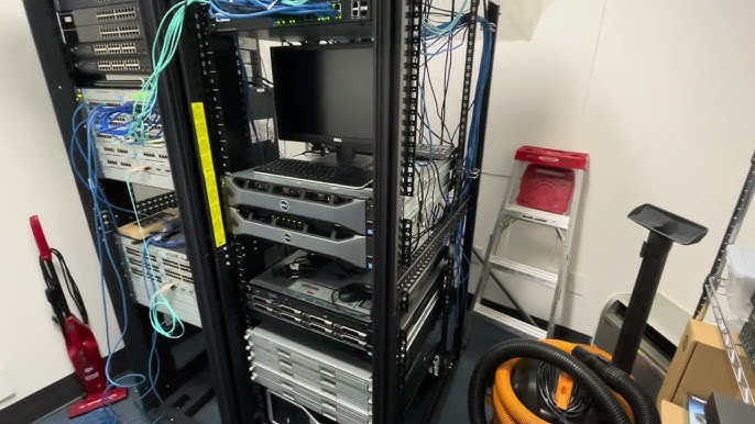 office server room with cables