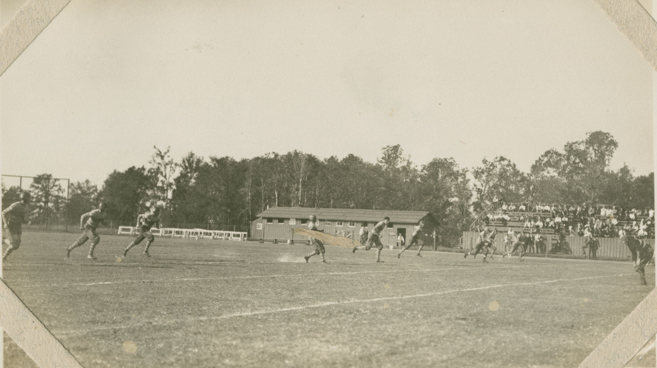 vintage sports stadium and old research laboratory