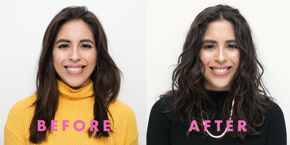 Wavy perm before and after transformation