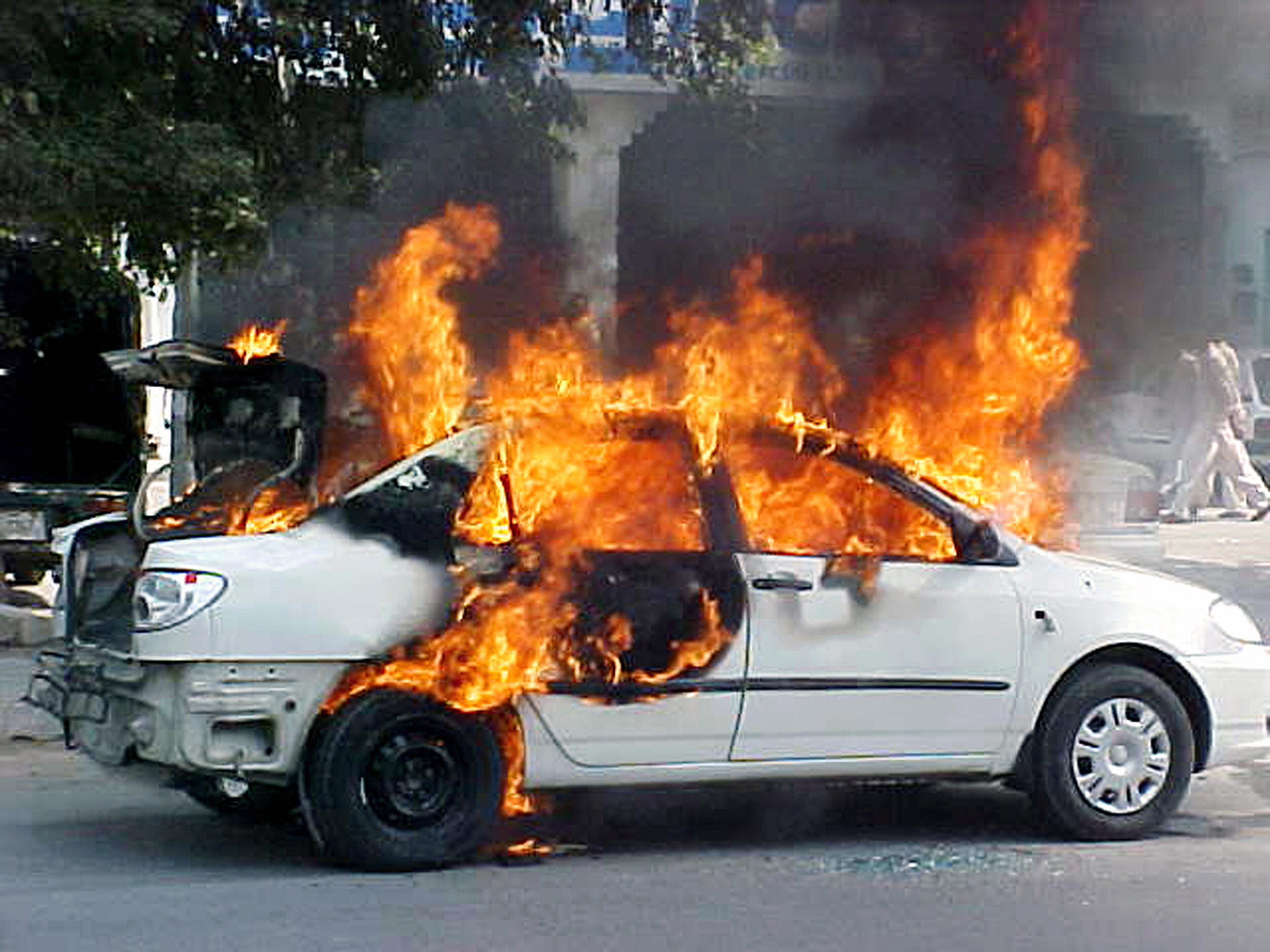 burning petrol car
