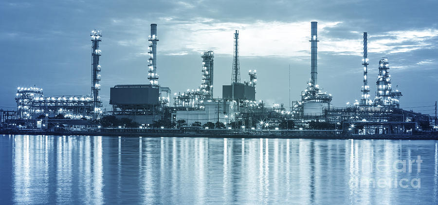 oil rig landscape with refineries