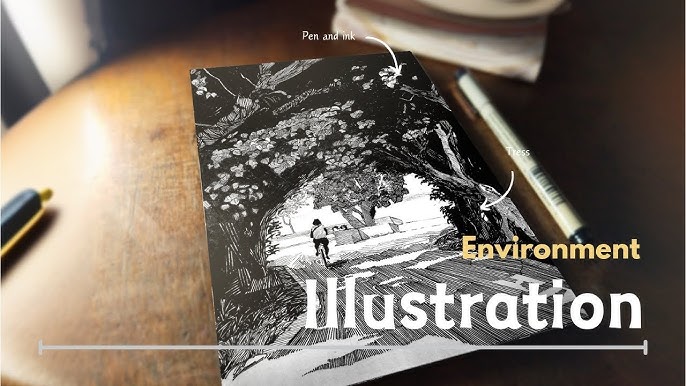 scenic book and pen