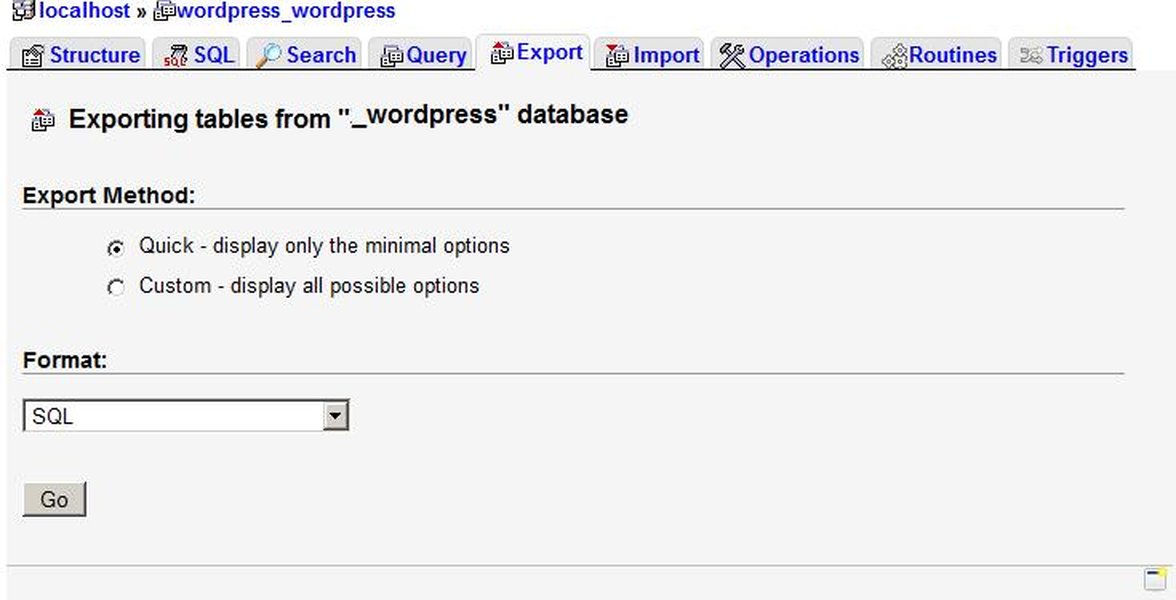 phpMyAdmin 自訂匯出選項