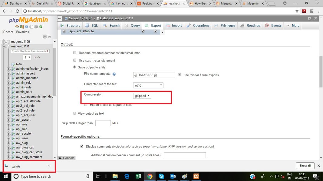 phpMyAdmin 匯出時選擇壓縮選項
