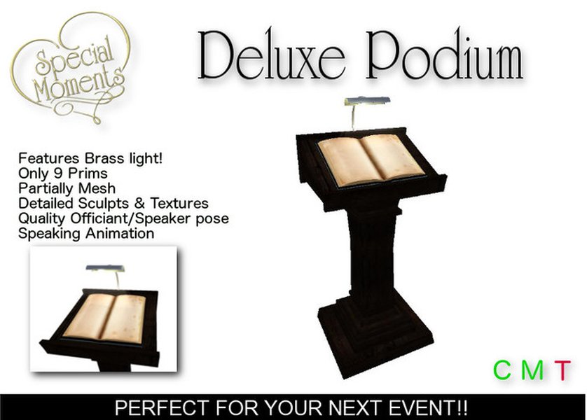 open book and speaking podium