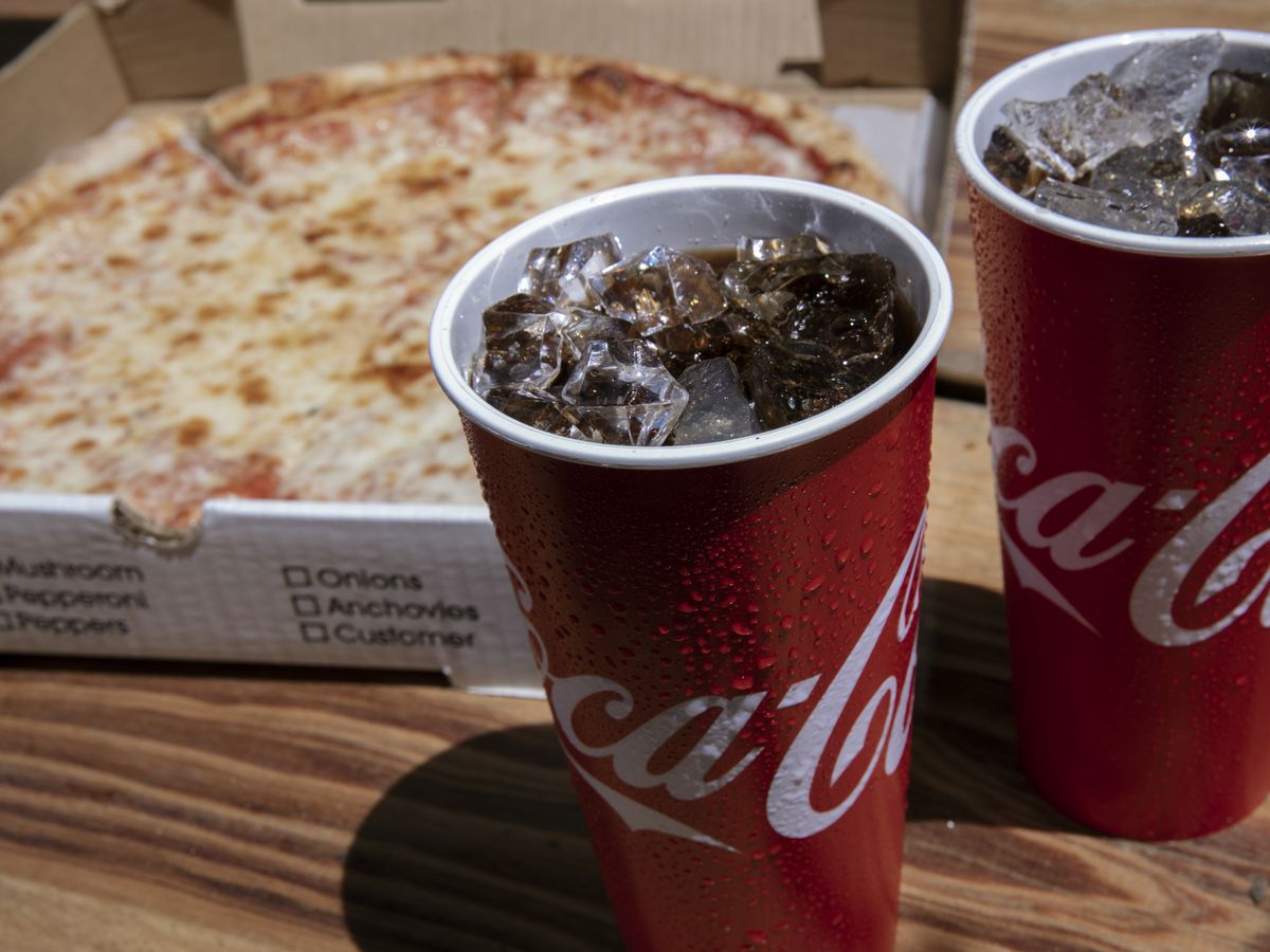 delivered pizza with coke