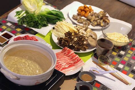 hotpot ingredients and set up