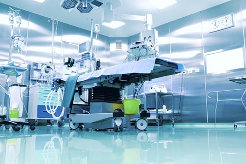modern plastic surgery instruments and operating room