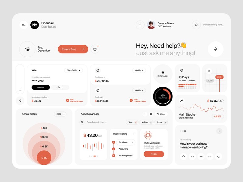 Example of a modern web application dashboard design