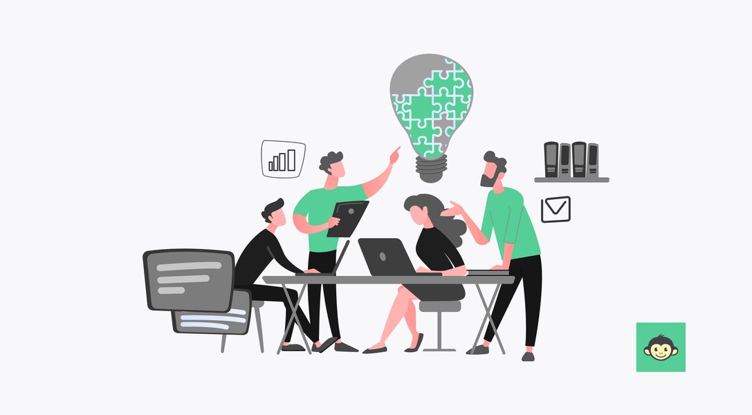 Illustration showing elements of effective team dynamics like communication and trust