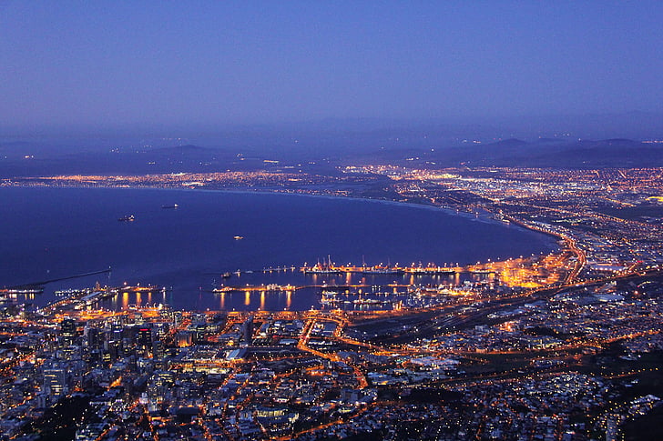 mountains urban city lights