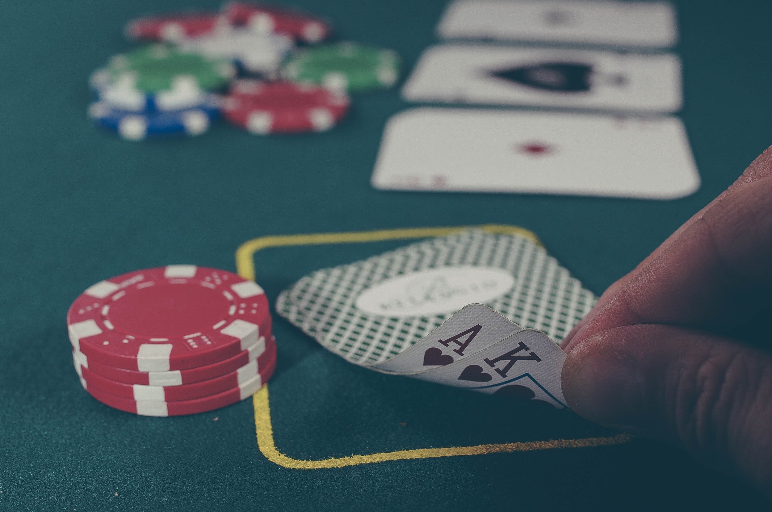 poker chips and cards on table