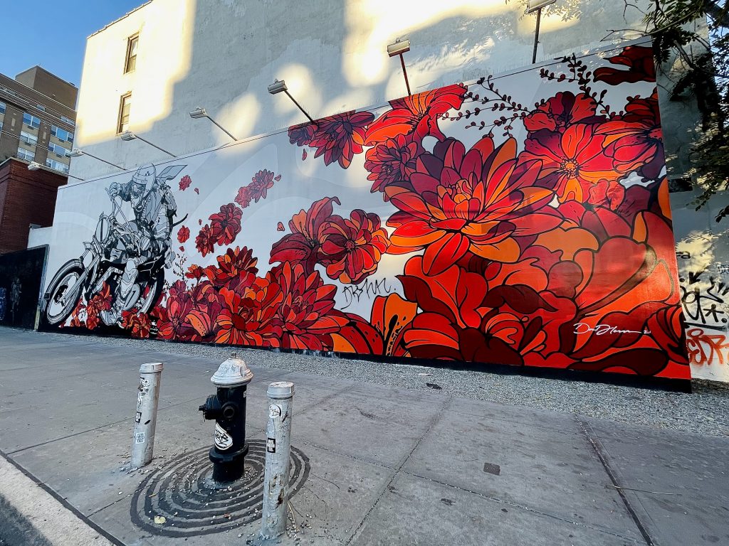 colorful urban street art paved wall