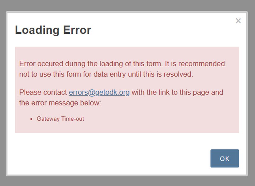 Przykład błędu Gateway Timeout w aplikacji webowej