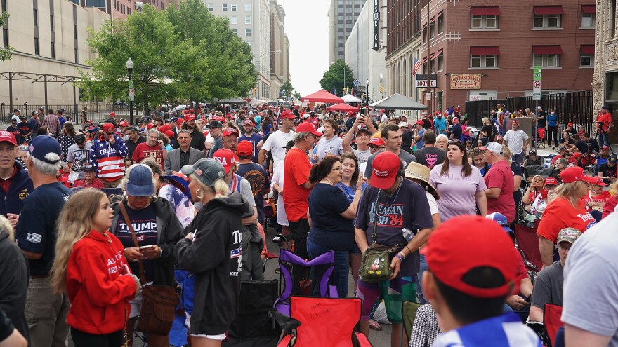 political rally crowded street