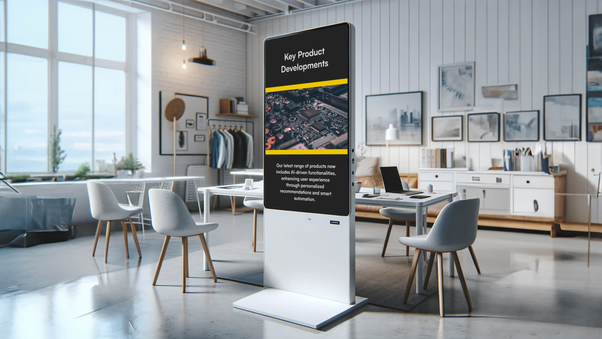 modern presentation design, digital screens, creative workspace