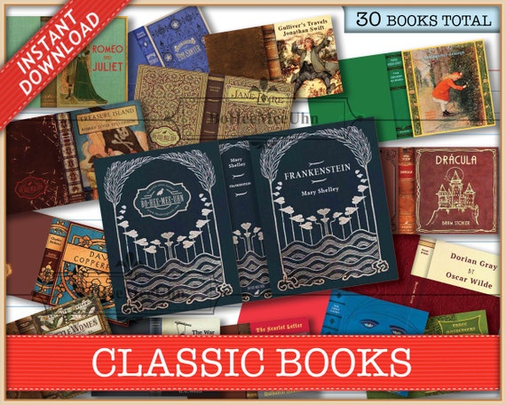 classic novel pages and vintage book cover