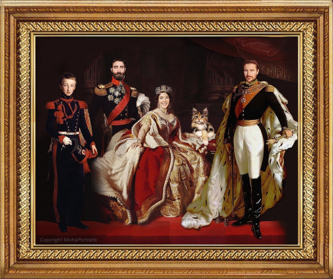 royal family portrait and historic artifacts