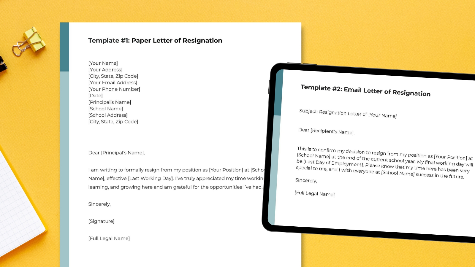 teacher resignation letter