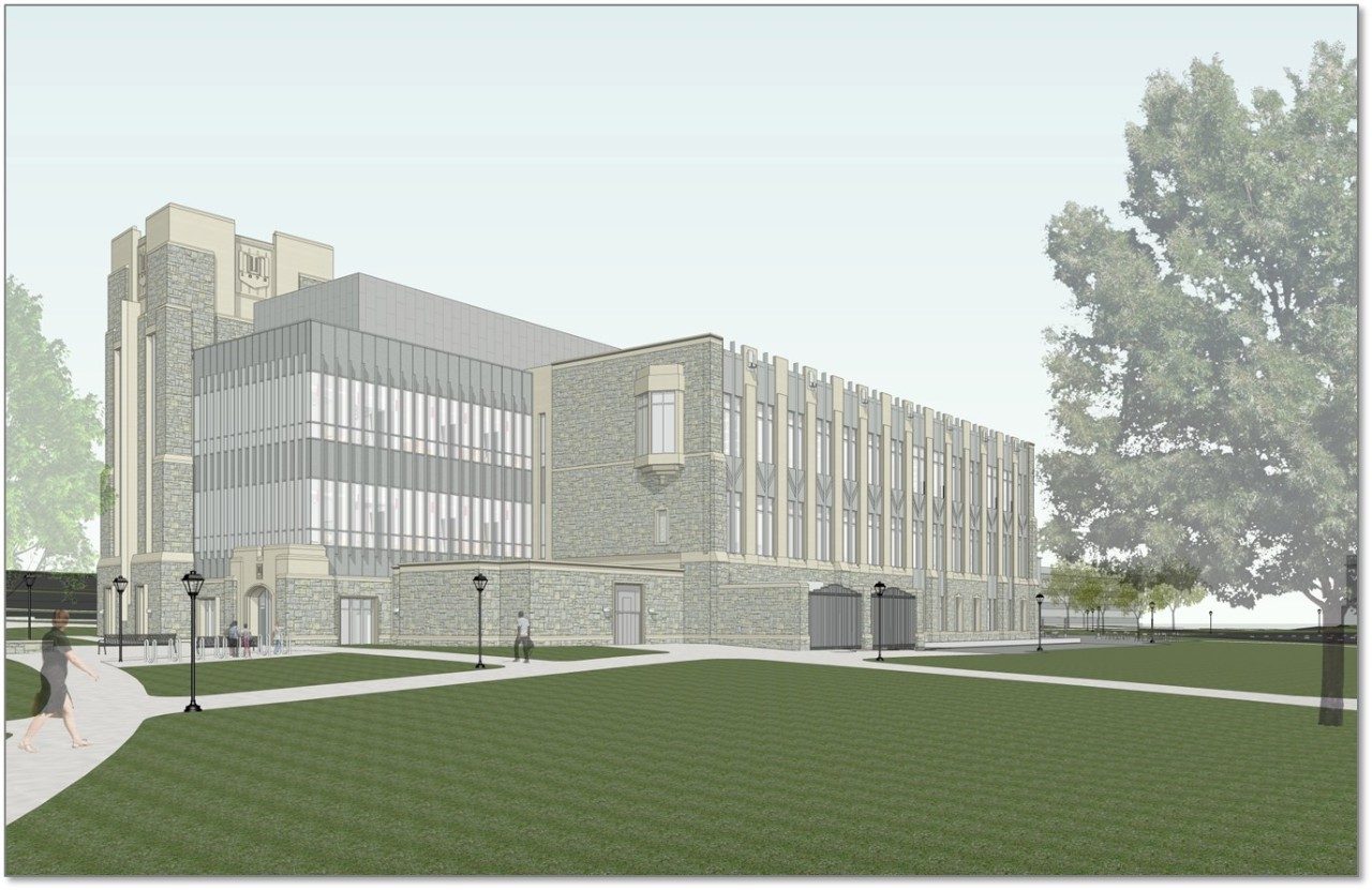 landscape campus building with technology classroom
