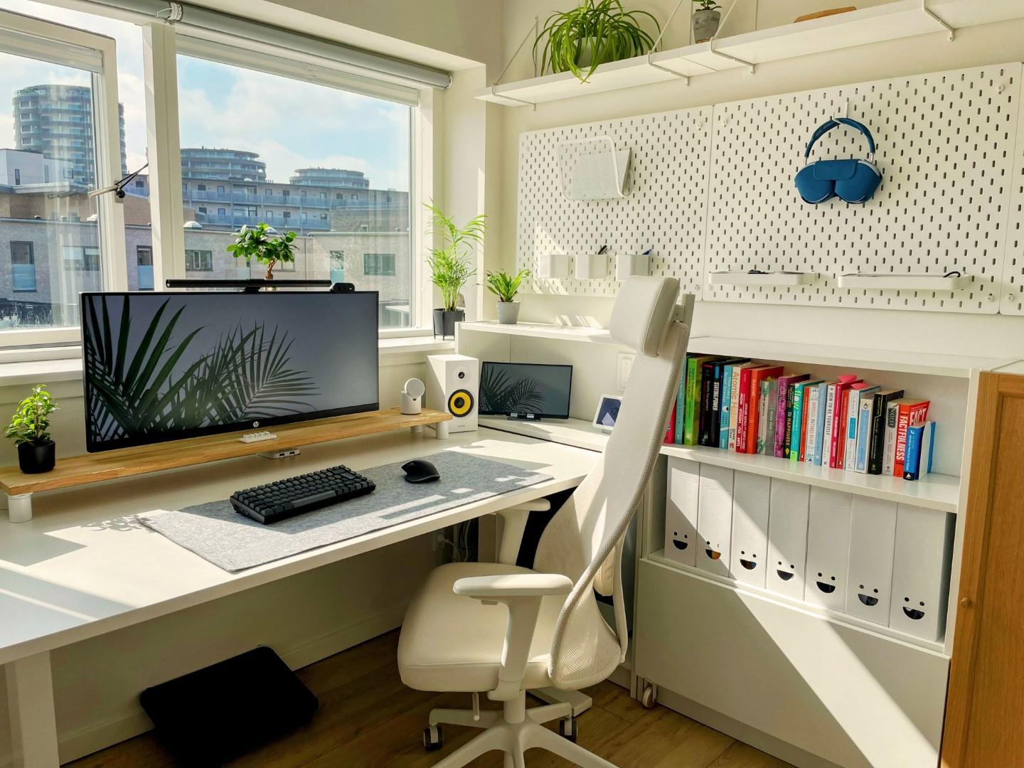 scenic coding workspace, modern office equipment