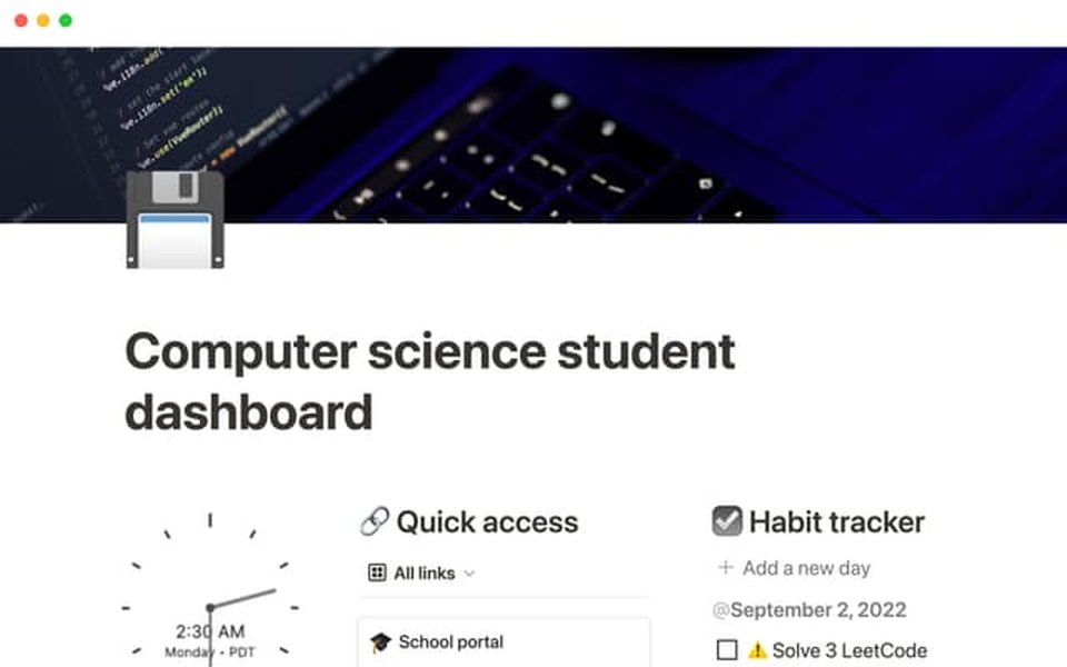 Notion dashboard on computer
