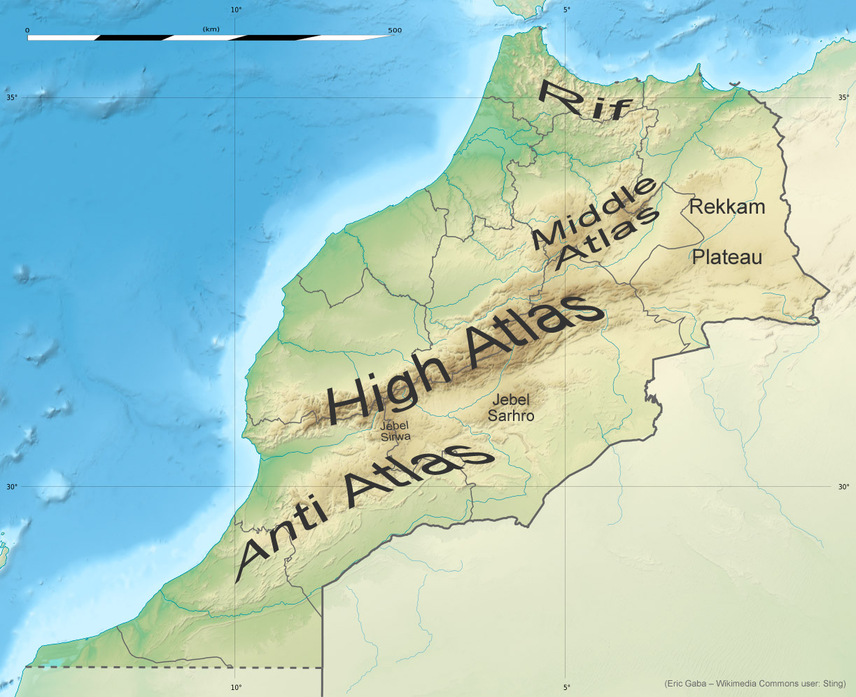 topographic map of morocco