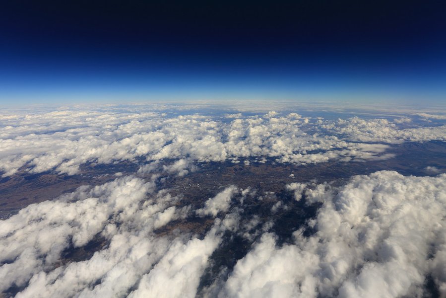 Curved horizon viewed from high altitude