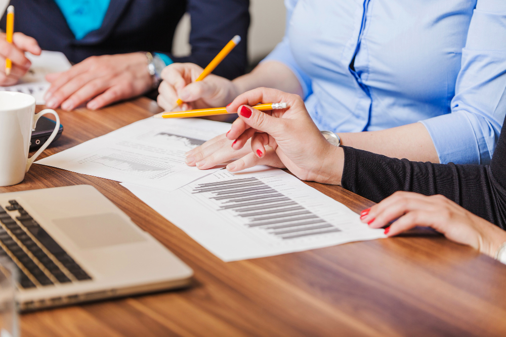 business meeting documents on table