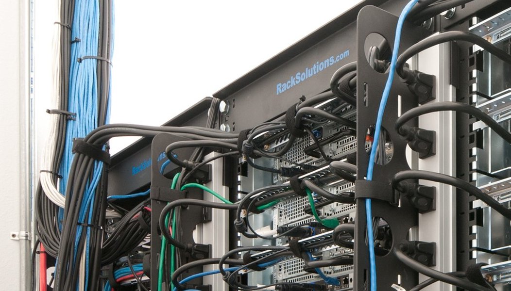 network cables connected to server rack