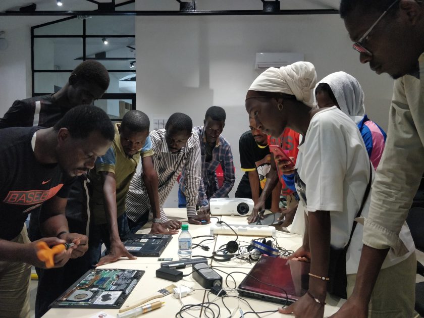 dakar city, young entrepreneurs discussing in coworking space