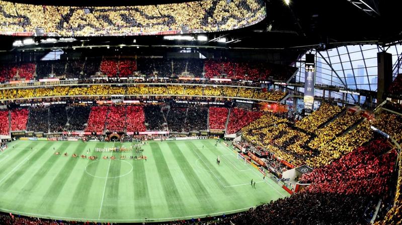 soccer stadium with energetic crowd