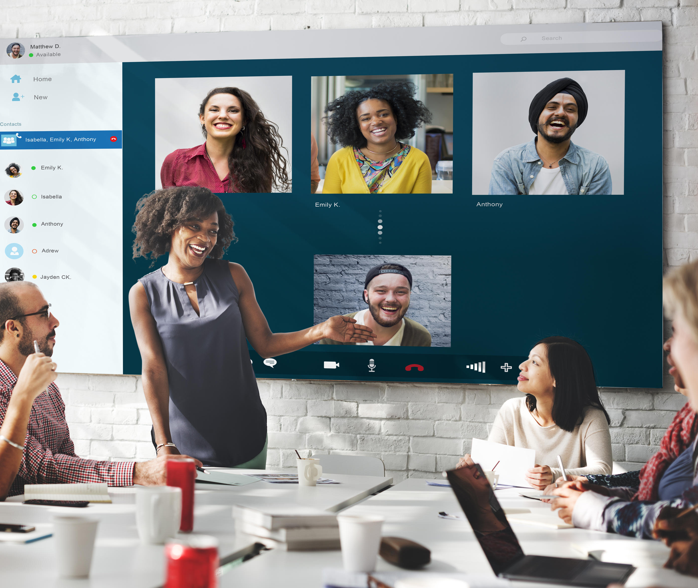 modern public affairs digital screen meeting