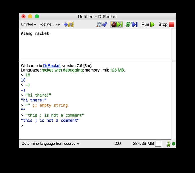 Captura de pantalla de DrRacket