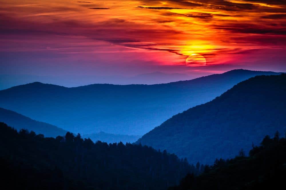 beautiful sunset over mountains