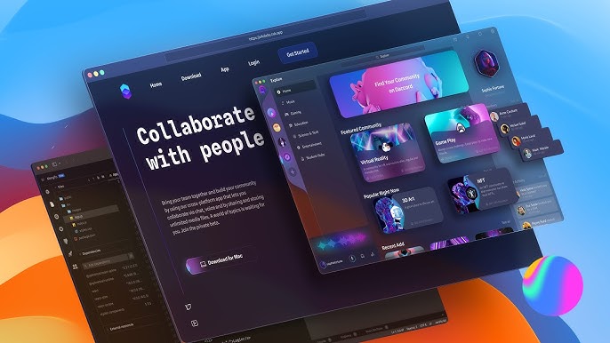 modern desktop GUI design on a computer screen