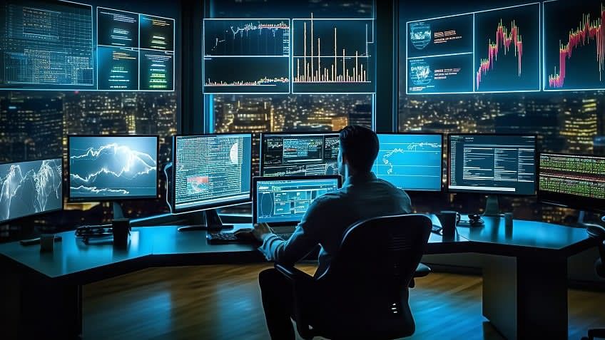 scenic view of tech devices and coding setup