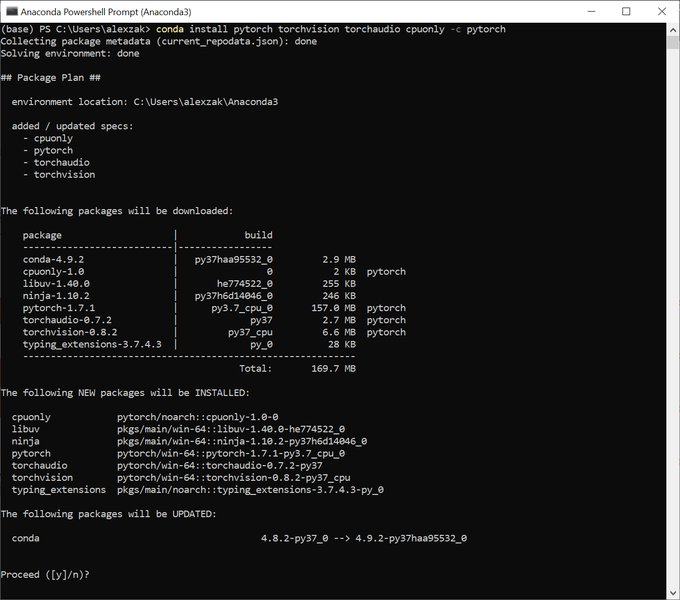Anaconda PyTorch 安装示例